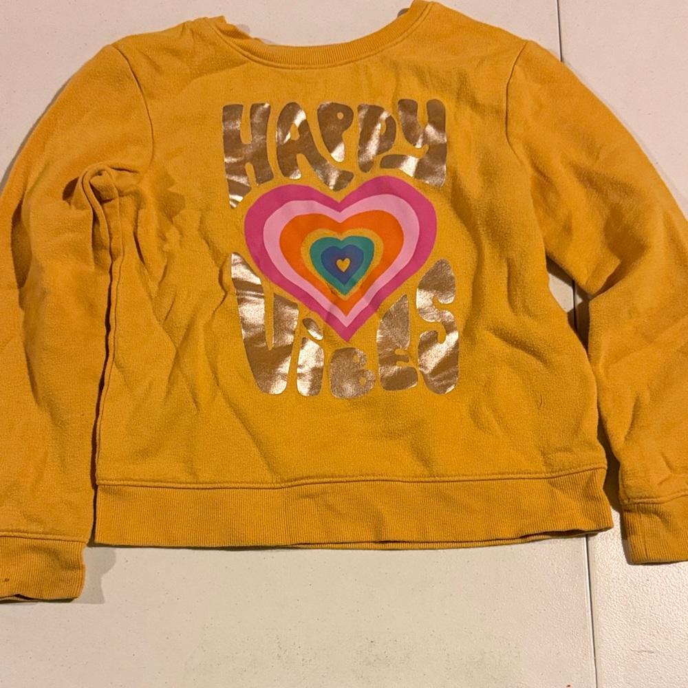 jumping beans Mustard Yellow Sweatshirt with Rainbow Heart Graphic